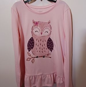 Girls pink long sleeve shirt with owl